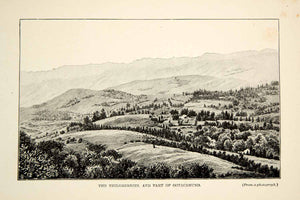1910 Wood Engraving Nilgiri Blue Mountains Ootacamund Ooty India Landscape TYJ1