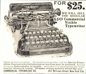 1907 Original Ad Pricing Commercial Visible Typewriter Office Typist New York