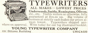 1913 Original Print Ad Young Typewriter Company Chicago - ORIGINAL ADVERTISING