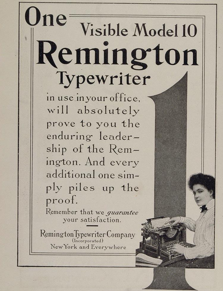 1911 Original Ad Remington Visible Model 10 Typewriter - ORIGINAL ADVERTISING
