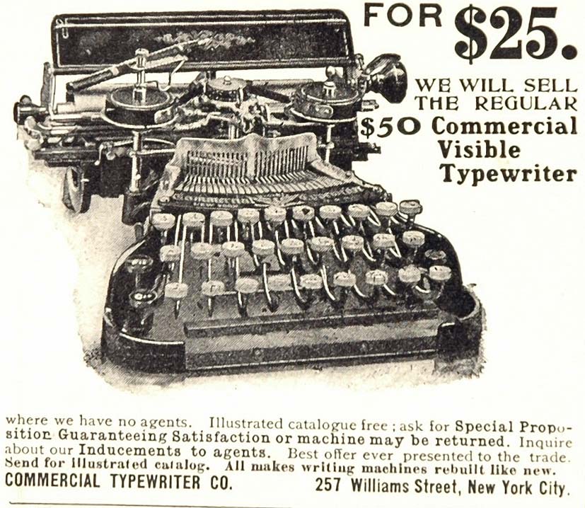 1907 Original Print Ad Commercial Visible Typewriter - ORIGINAL ADVERTISING