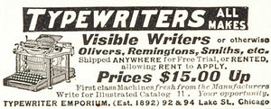 1910 Original Print Ad Typewriter Emporium Chicago - ORIGINAL ADVERTISING
