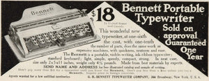 1910 Original Print Ad Bennett Portable Typewriter - ORIGINAL ADVERTISING