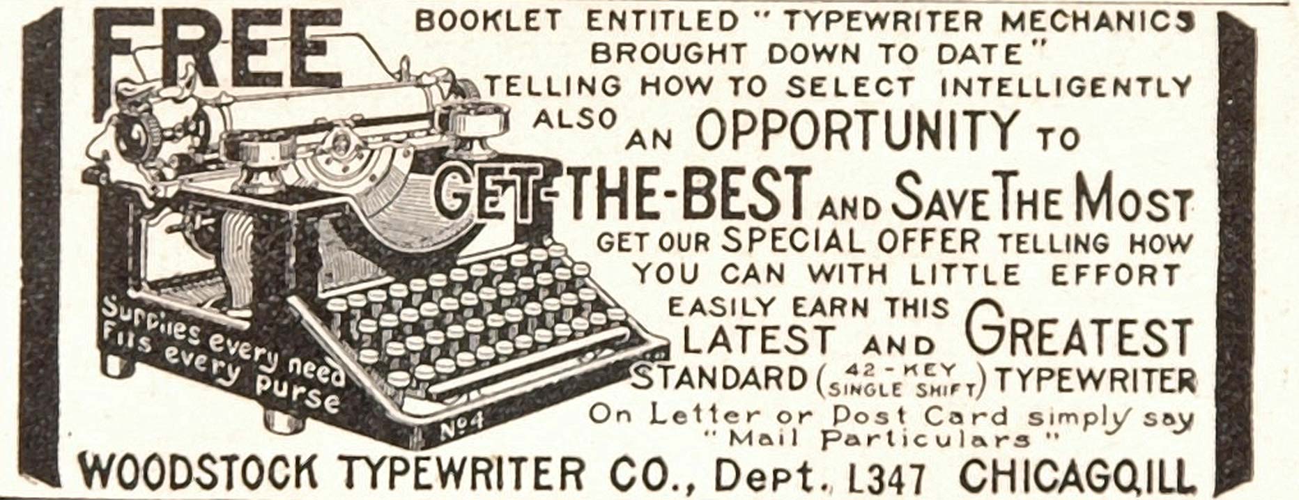 1916 Original Ad Woodstock Typewriter Company Chicago - ORIGINAL ADVERTISING