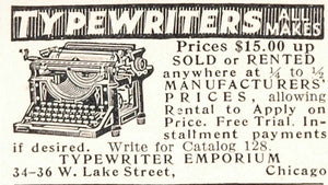 1914 Original Print Ad Typewriter Emporium Chicago - ORIGINAL ADVERTISING