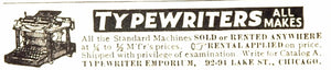 1909 Original Print Ad Typewriter Emporium Chicago - ORIGINAL ADVERTISING