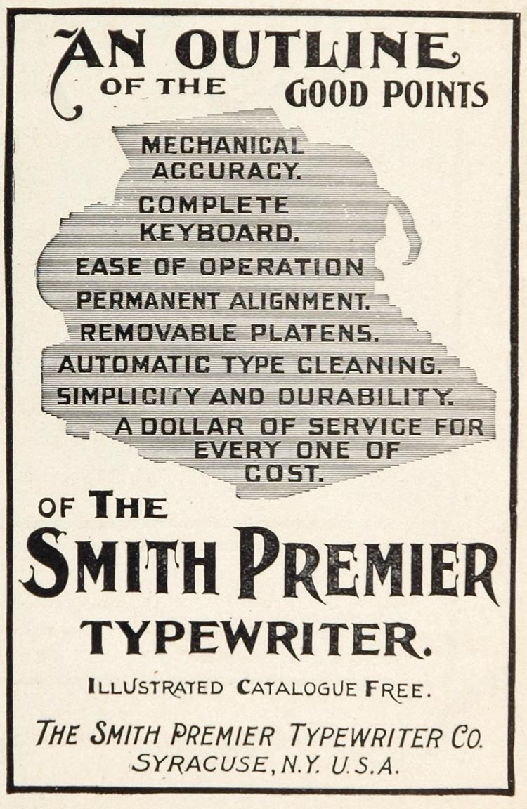 1901 Original Print Ad Smith Premier Typewriter Company - ORIGINAL ADV ...