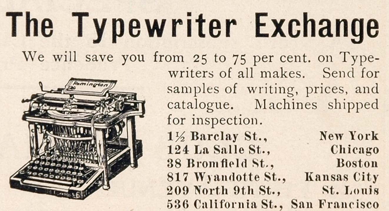 1904 Original Print Ad Remington Typewriter Exchange - ORIGINAL ADVERTISING