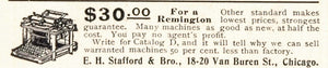 1902 Ad Remington Typewriter E. F. Stafford Chicago - ORIGINAL ADVERTISING