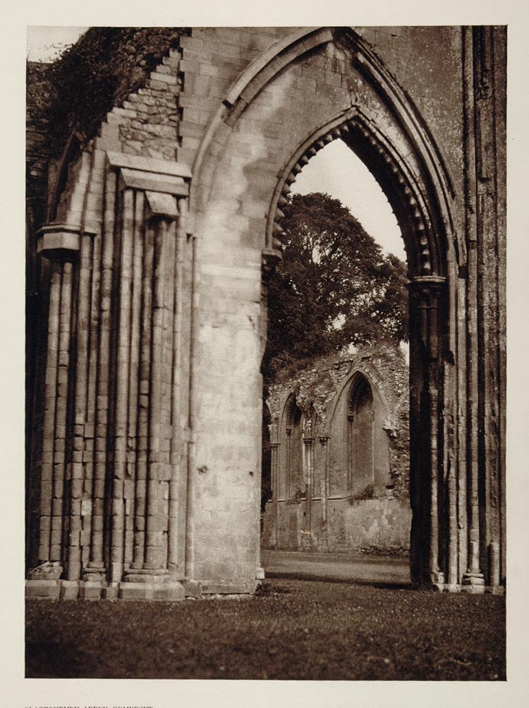 1926 Arch Glastonbury Abbey Ruins Somerset England - ORIGINAL PHOTOGRAVURE UK1