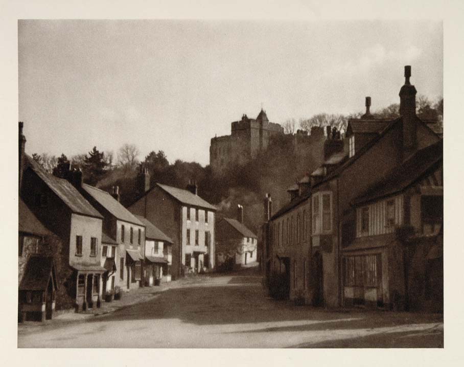1926 Dunster Castle Village Street Somerset England - ORIGINAL PHOTOGRAVURE UK1