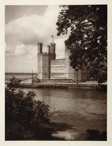 1926 Caernarfon Castle Walls Towers Wales Photogravure - ORIGINAL UK1