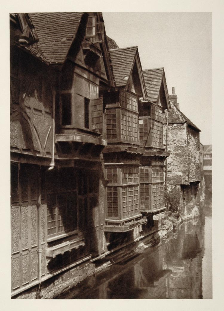 1926 Weavers Houses Canterbury English Architecture - ORIGINAL PHOTOGRAVURE UK1