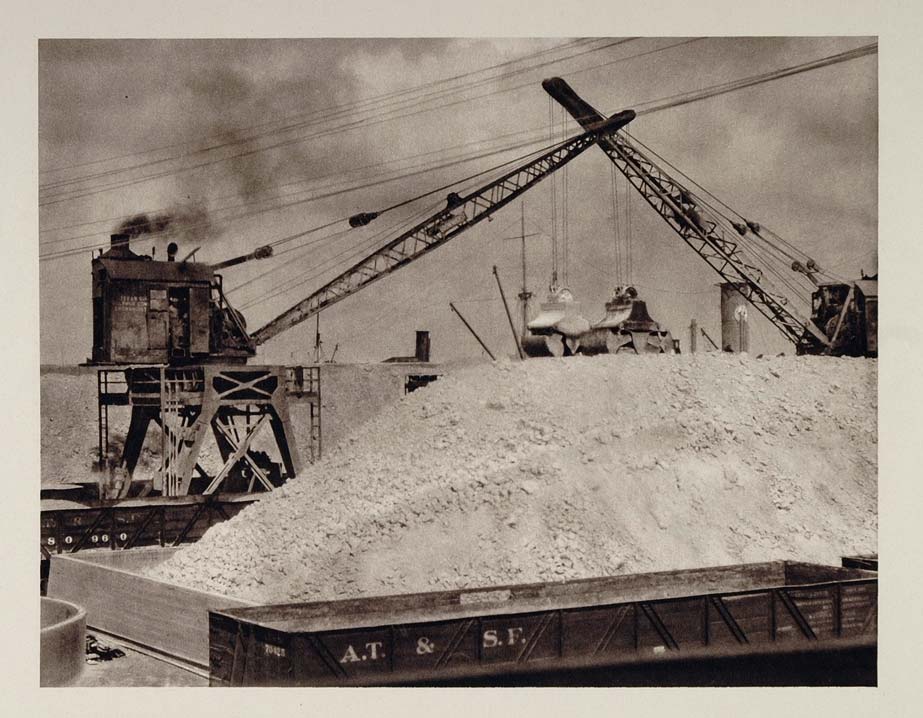 1927 Cranes Loading Sulfur Galveston Texas Industry - ORIGINAL PHOTOGRAVURE US1