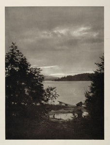 1927 Coeur D'Alene Lake Idaho Nighttime Photogravure - ORIGINAL PHOTOGRAVURE US1