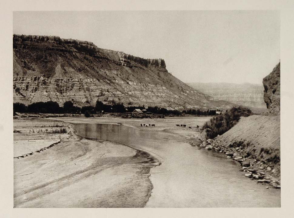 1927 Virgin River Utah Photogravure Landscape Hoppe - ORIGINAL PHOTOGRAVURE US1
