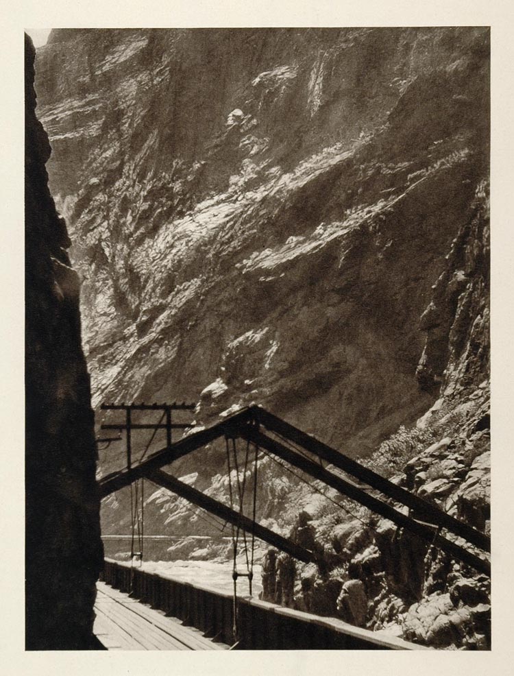 1927 Hanging Bridge Royal Gorge Colorado Photogravure - ORIGINAL US1