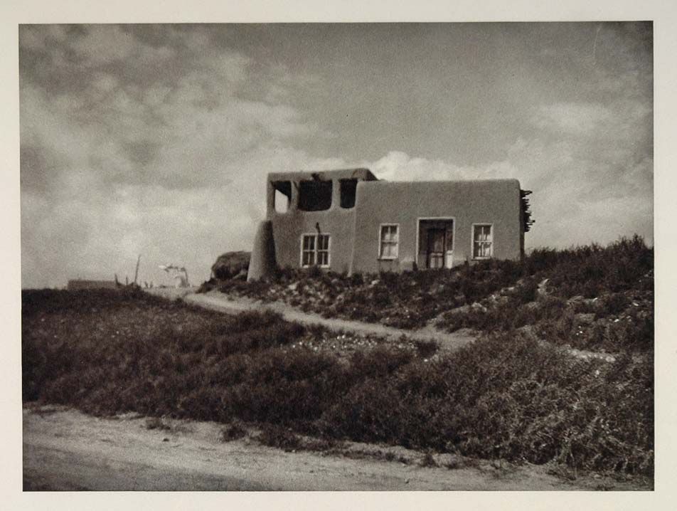 1927 Adobe House Taos New Mexico Hoppe Photogravure - ORIGINAL PHOTOGRAVURE US2
