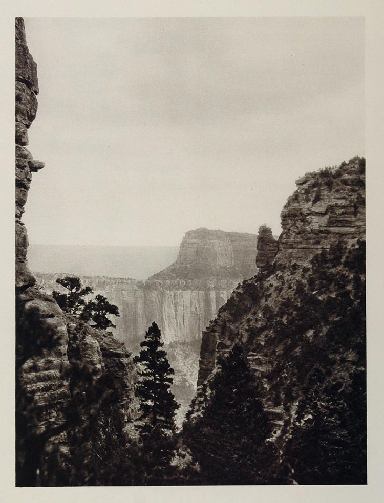 1927 Chasms Grand Canyon Arizona Photogravure Hoppe - ORIGINAL PHOTOGRAVURE US2