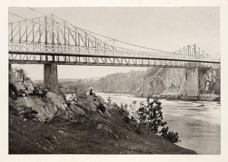 1900 Suspension Bridge St. John River NH Photogravure - ORIGINAL US3