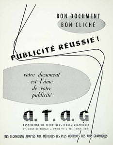1957 Ad ATAG Assocation Techniciens d'Arts Graphiques French Advertising VEN1
