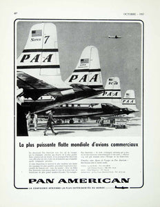 1957 Ad Pan American Airways Airlines Planes Fleet French Fifties Flying VEN1