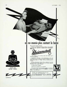 1958 Ad Rheinmetall Y.A.C. Chauvin Typewriter Electric Typing French VEN1