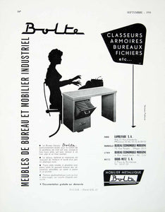 1958 Ad Mobilier Metallique Bolte Filing Cabinet Secretary Office Furniture VEN1