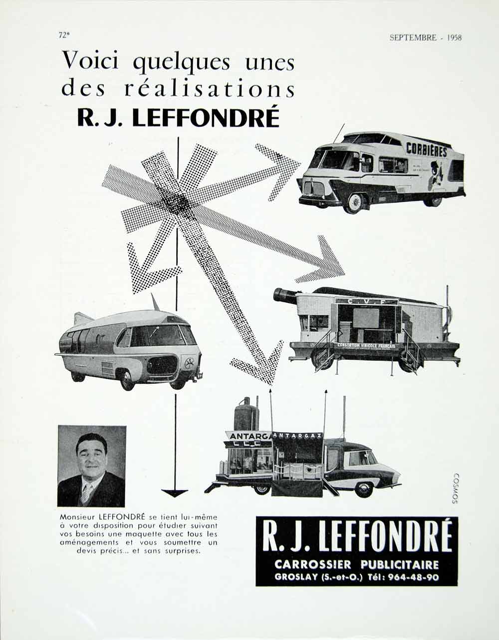 1958 Ad R J Leffonre Custom Truck Trailer Builder Advertising French VEN1