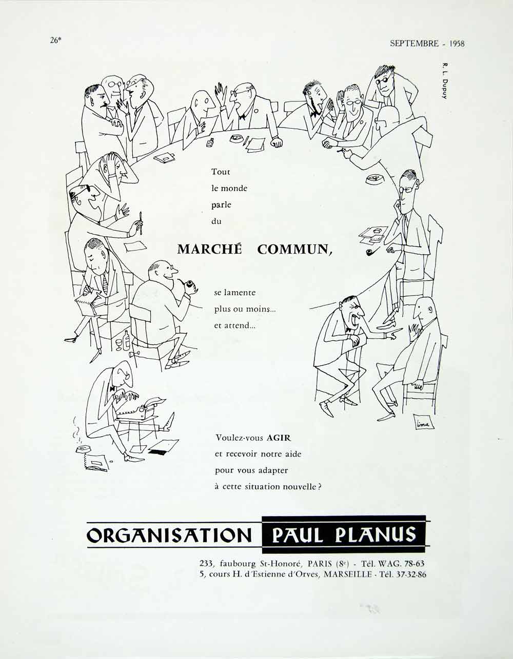 1958 Ad Paul Planus French Business Organization Round Table Discussion VEN1