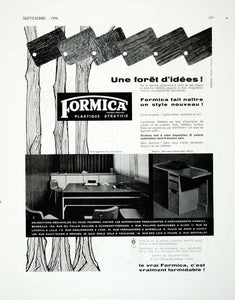 1958 Ad Formica Faux Wood Plastic Finish Desk Furniture French Fifties VEN1