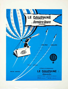 1957 Ad Dauphine Libere Derniere Heure Lyonnaise Havas Hot Air Balloon VEN1