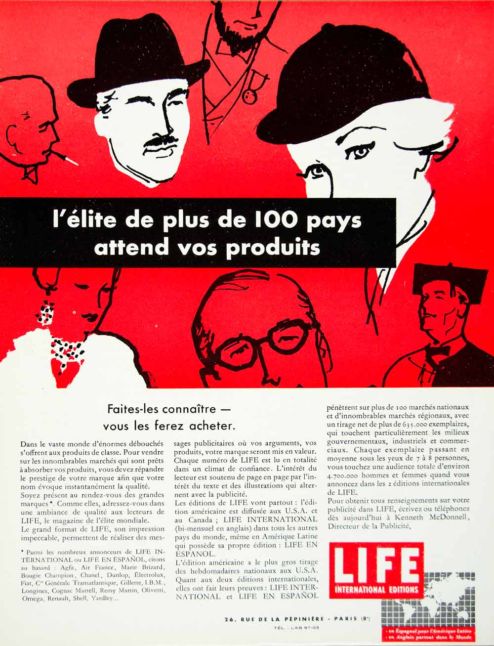 1957 Ad LIFE 26 Rue Pepin Red International French Advertising Kenneth VEN1
