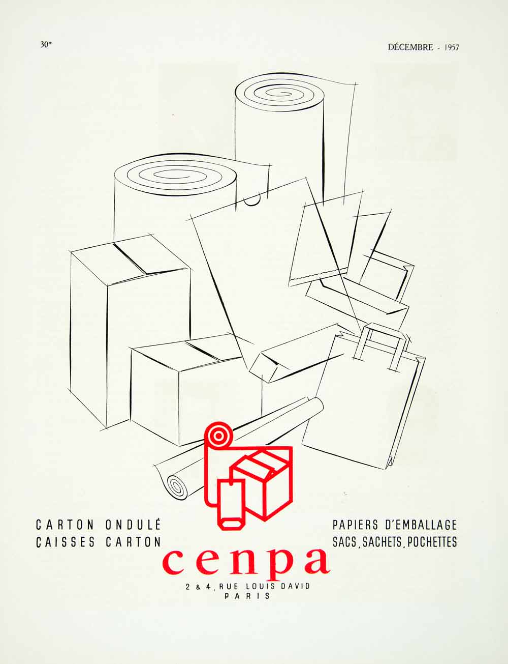 1957 Ad Cenpa Packaging Materials French Cardboard Bags Supplies Wrapping VEN1