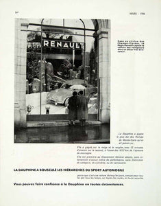 1958 Ad Renault Automobile Dauphine Window Shopping Car Classic Champs VEN1