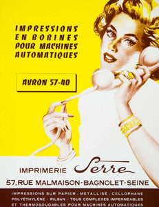1957 Ad Imprimerie Serre Avron 57 Rue Malmaison Fifties Secretary Yellow VEN1