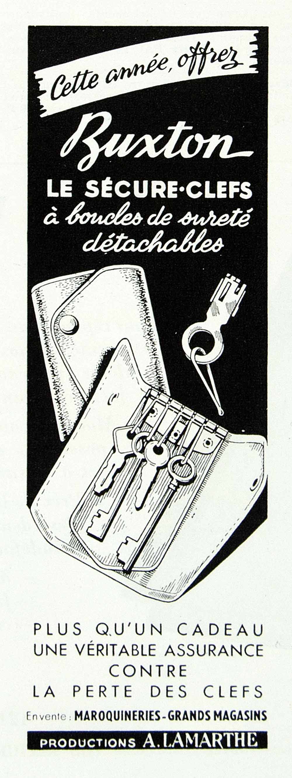 1948 Ad Buxton Key Holder Gift A Lamarther Maroquineries French Trinket VEN1