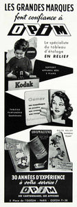 1958 Ad Opim Kodak Gemey Ovomaltine Cardboard Display French Marketing VEN1