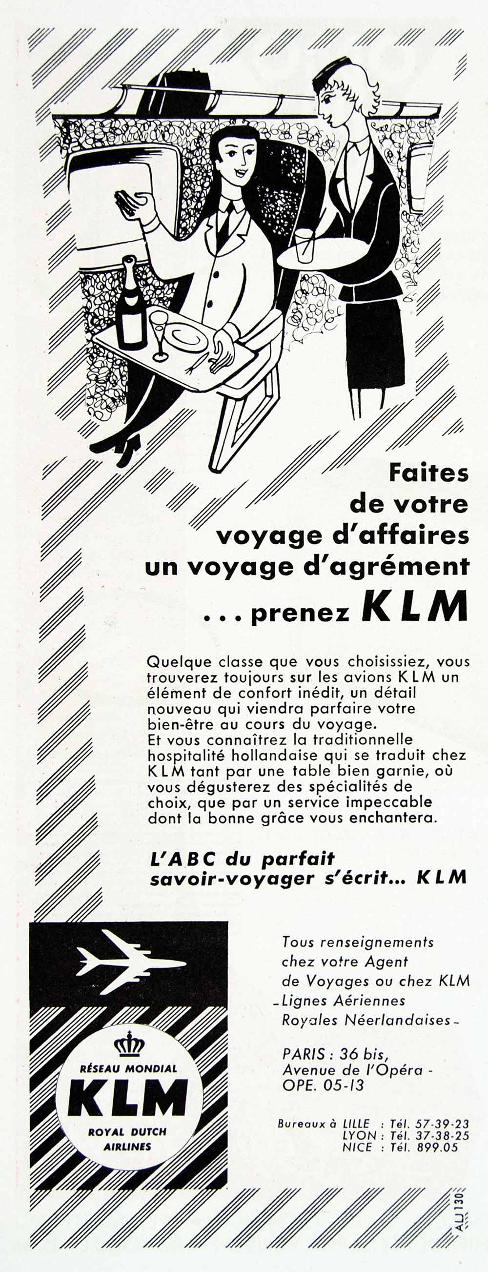 1958 Ad KLM Royal Dutch Airlines Flight Attendant Air Hostess Travel VEN1