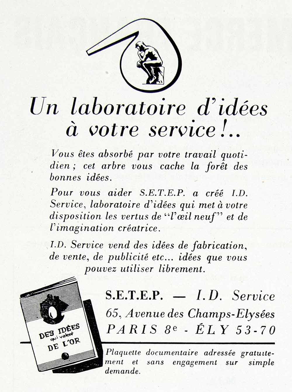 1958 Ad SETEP I.D. Service French Ideas Business Help Marketing Perspective VEN1