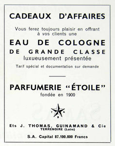 1958 Ad Eau de Cologne Parfumerie Etoile J. Thomas Guinamand Terrenoire VEN1
