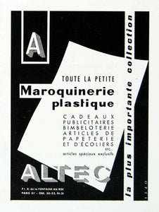 1958 Ad Maroquinerie Plastique French Altec Leatherwork Plastic