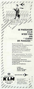 1958 Ad KLM Royal Dutch Airlines Travel Transportation French Plane Flying VEN1