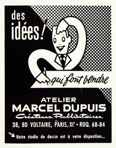 1958 Ad Atelier Marcel Dupuis 38 Blvd Voltaire Marketing Sales French VEN1