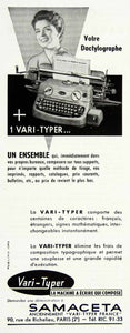 1958 Ad Vari-Typer Samaceta 90 Rue Richelieu Typewriter French VEN1