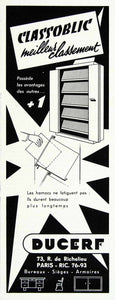 1957 Ad Classoblic Ducerf Filing Cabinet Office Organizational System VEN1