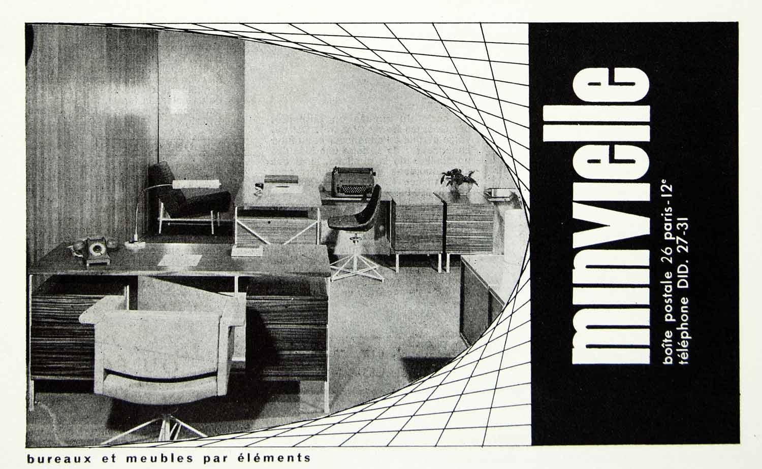 1957 Ad Minvielle Desks Office Furniture Fifties Retro Chair Interior VEN1