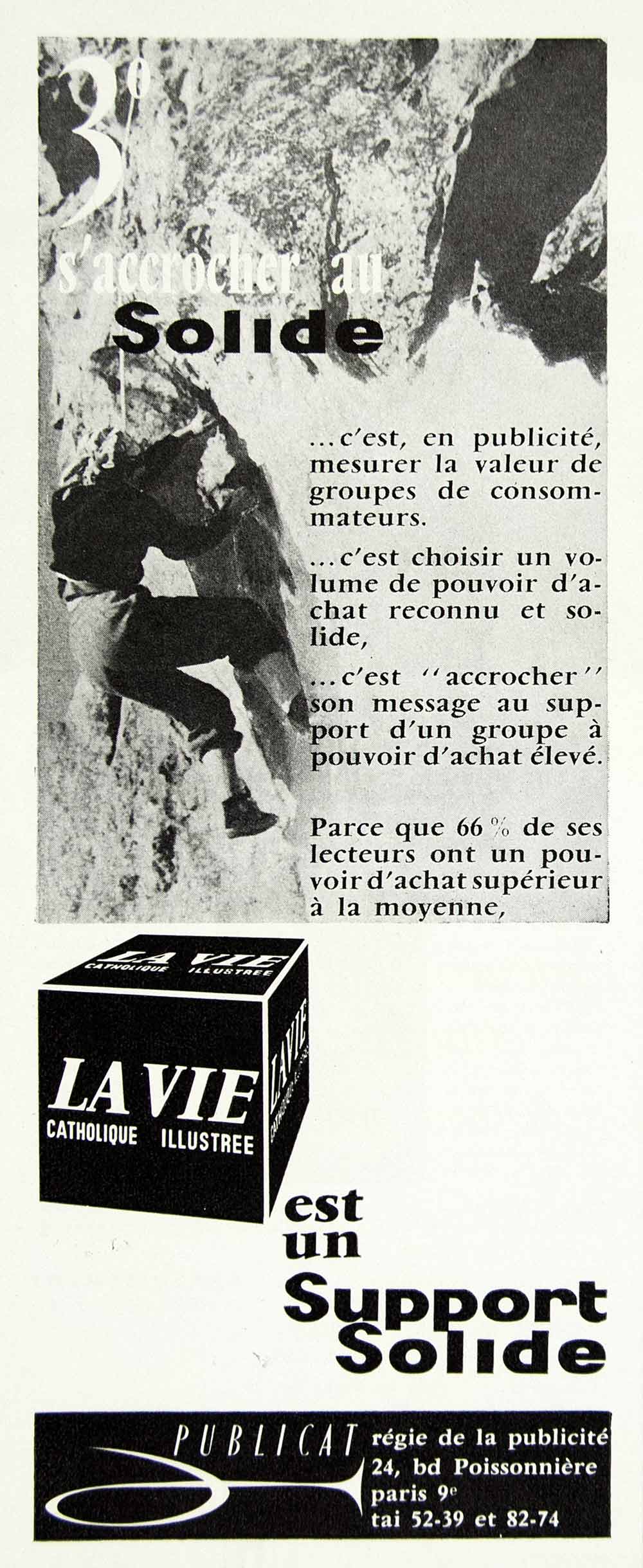 1957 Ad La Vie Catholique Illustree French Religious Catholic Rock Climbing VEN1