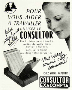 1957 Ad Consulator Exacompta Notepad Notebook French Stationary Trees VEN1