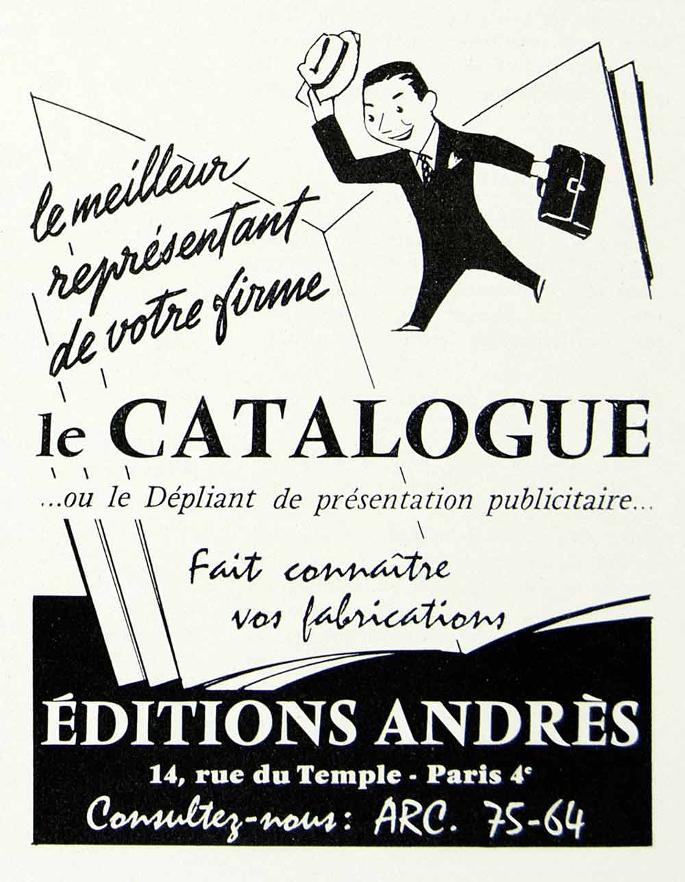1957 Ad Editions Andres 14 Rue Temple Paris ARC Advertising Marketing VEN1